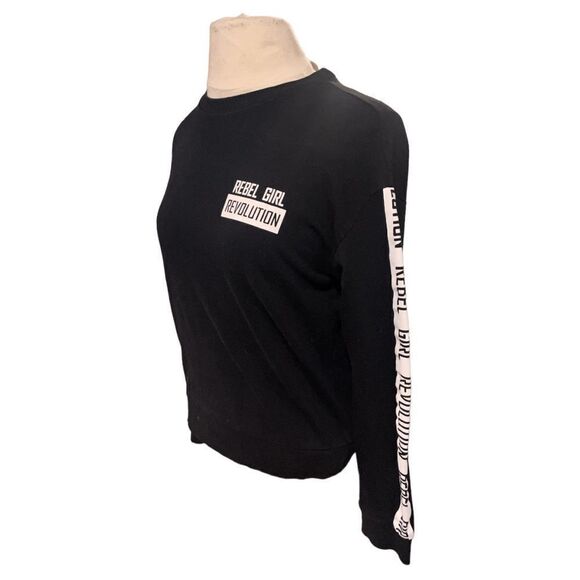 🔥4/$25 Divided H&M Black Long Sleeve Tee “Rebel Girl Revolution”, Small - Picture 2 of 6